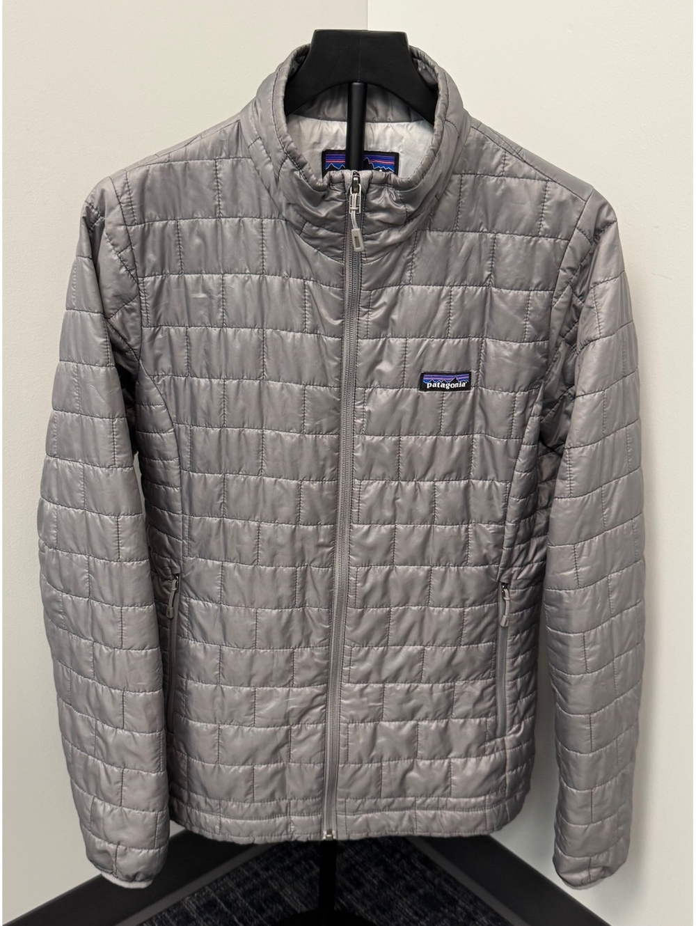 Patagonia Women’s Large Nano Puff Feather Grey Gray Lightweight Full Zip Jacket!